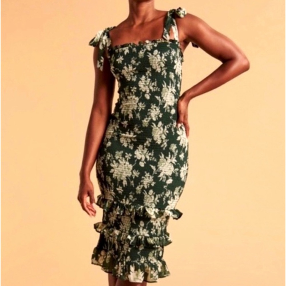 Abercrombie & Fitch Green Floral Midi Dress